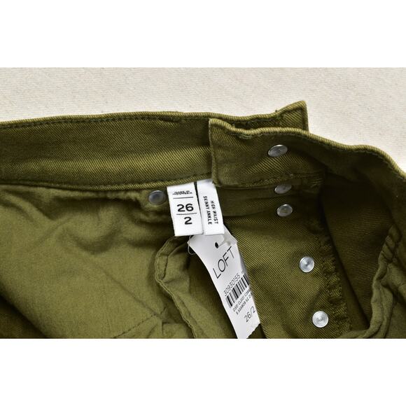 NEW LOFT Women's High Waist Skinny Ankle Jeans Size 26/2 Green Exposed Buttons - Picture 6 of 8